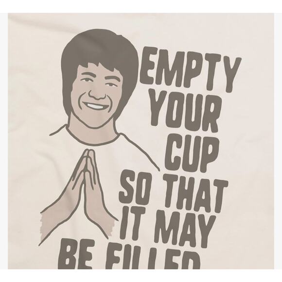 Popfunk Bruce Lee The Open Minded T Shirt New With Tags Size Adult Small Cream - Picture 2 of 5